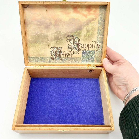 Upcycled Wooden Cigar Box Pixie Happily Ever After Storage Box Treasures - Picture 5 of 10